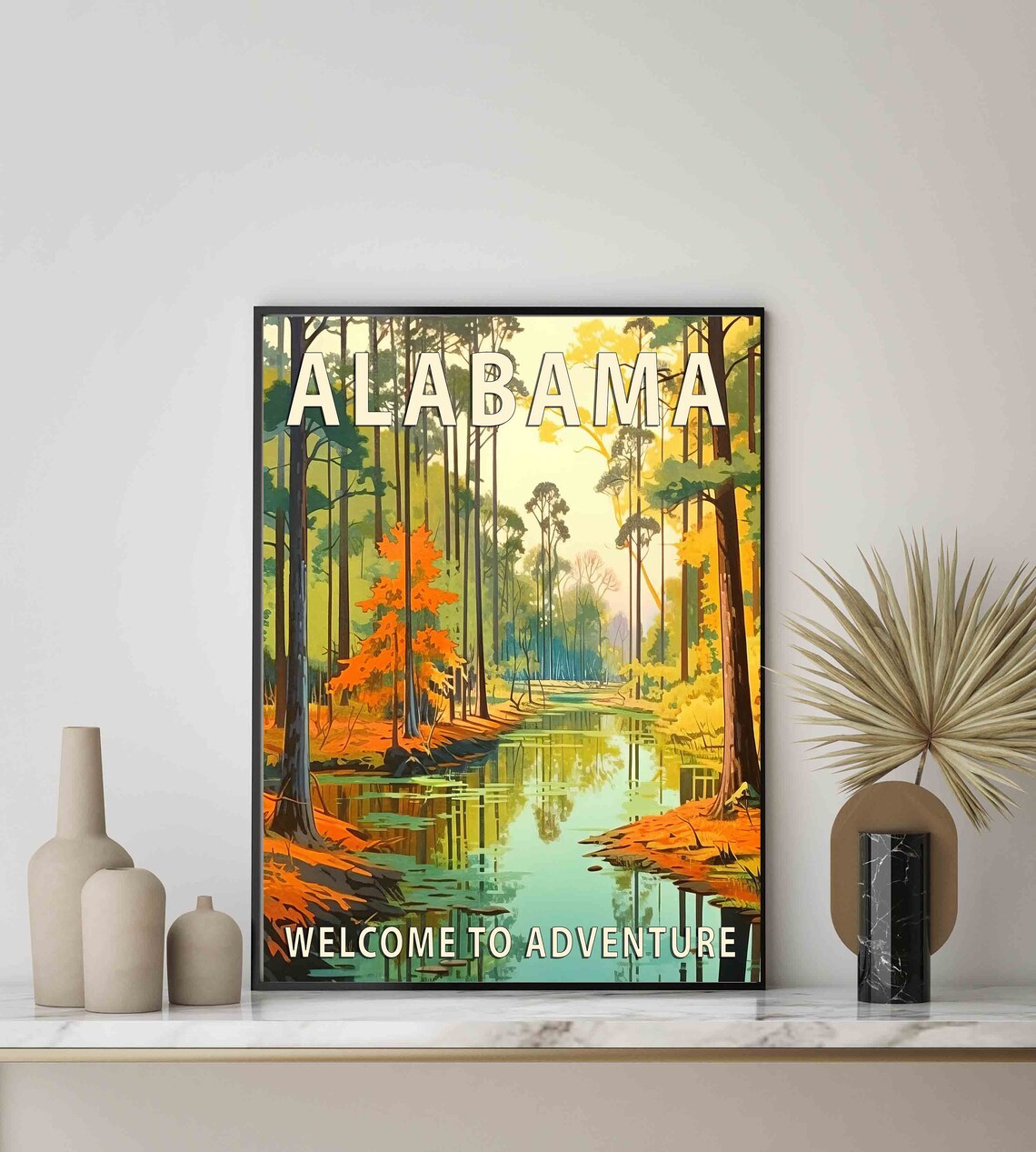 Alabama Adventure Poster With Forest Stream In Autumn Colors - Image 3