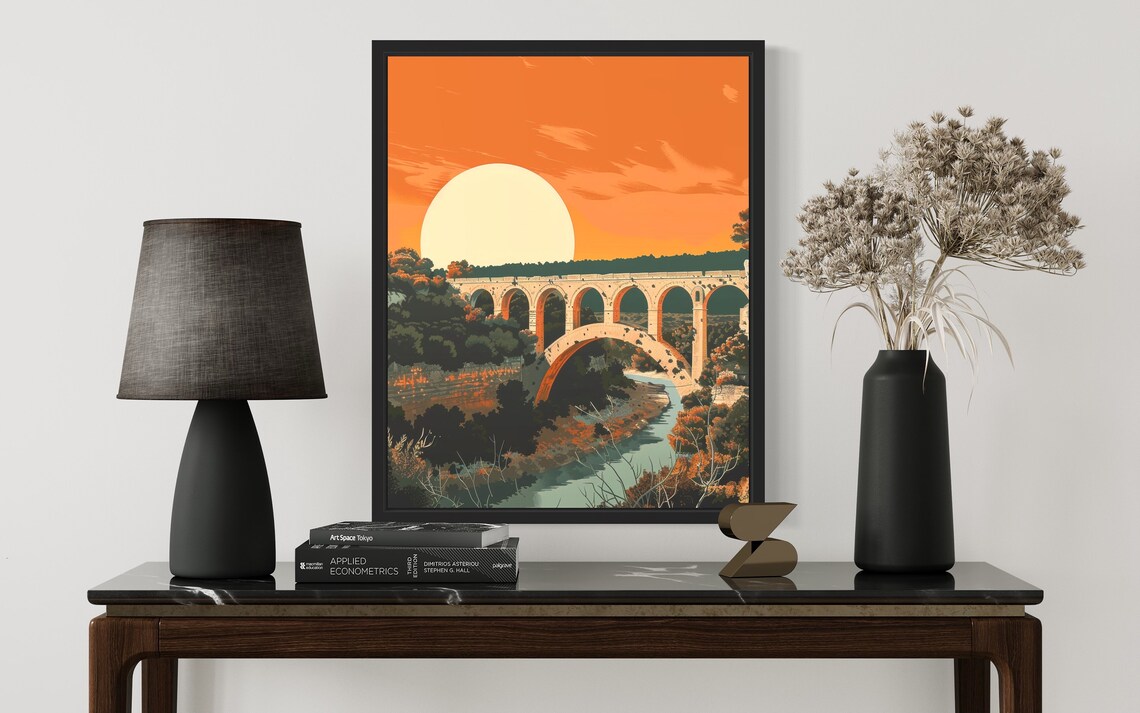 Pont du Gard Roman Aqueduct Poster at Sunset in Southern France - Image 3