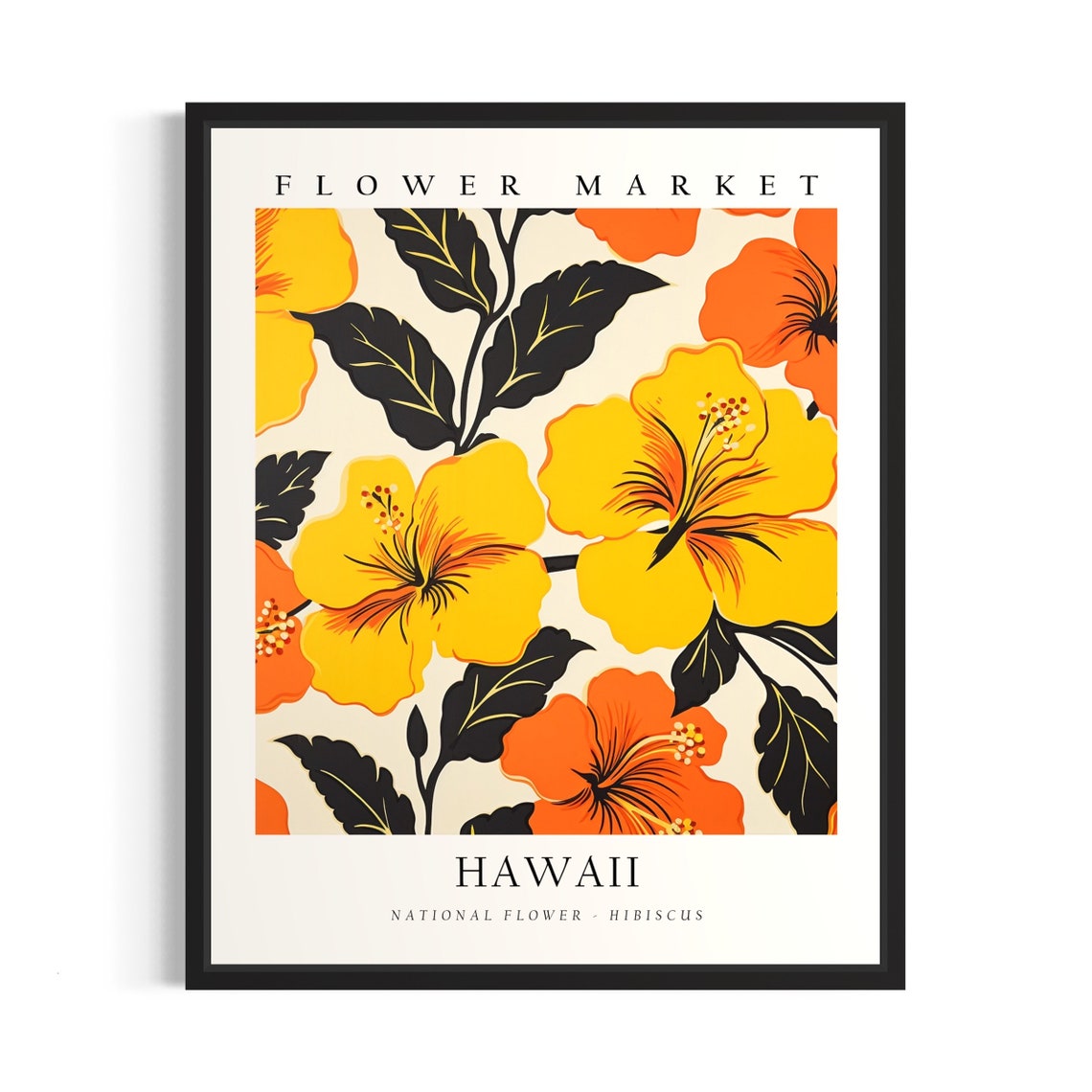 Hawaii Flower Market Tropical Hibiscus Bloom Botanical Poster