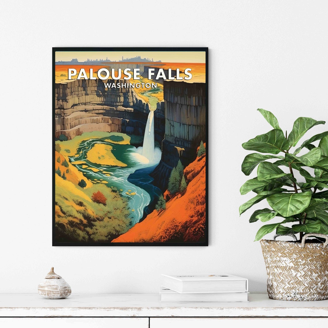 Palouse Falls Washington Basalt Canyon Waterfall Travel Poster - Image 3
