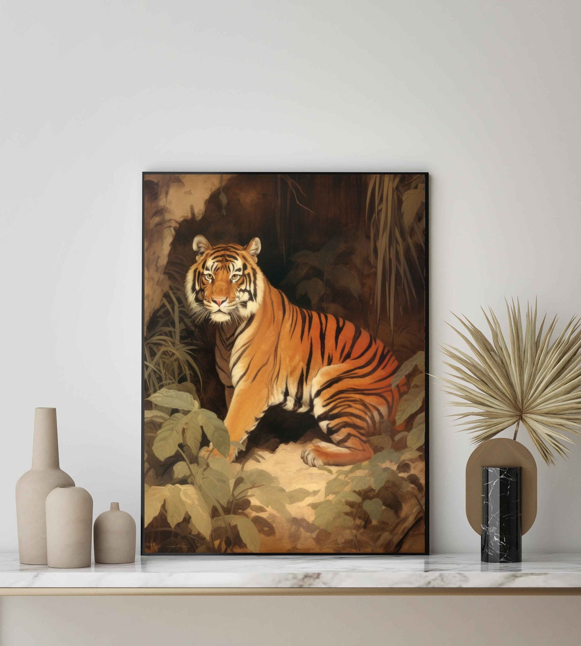 Tiger in Jungle Clearing Dramatic Vintage Big Cat Wildlife Poster - Image 2