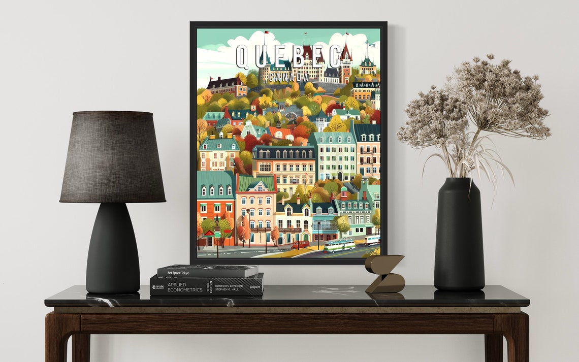 Quebec Canada Old City Rooftops and Chateau on the Hill Poster - Image 2