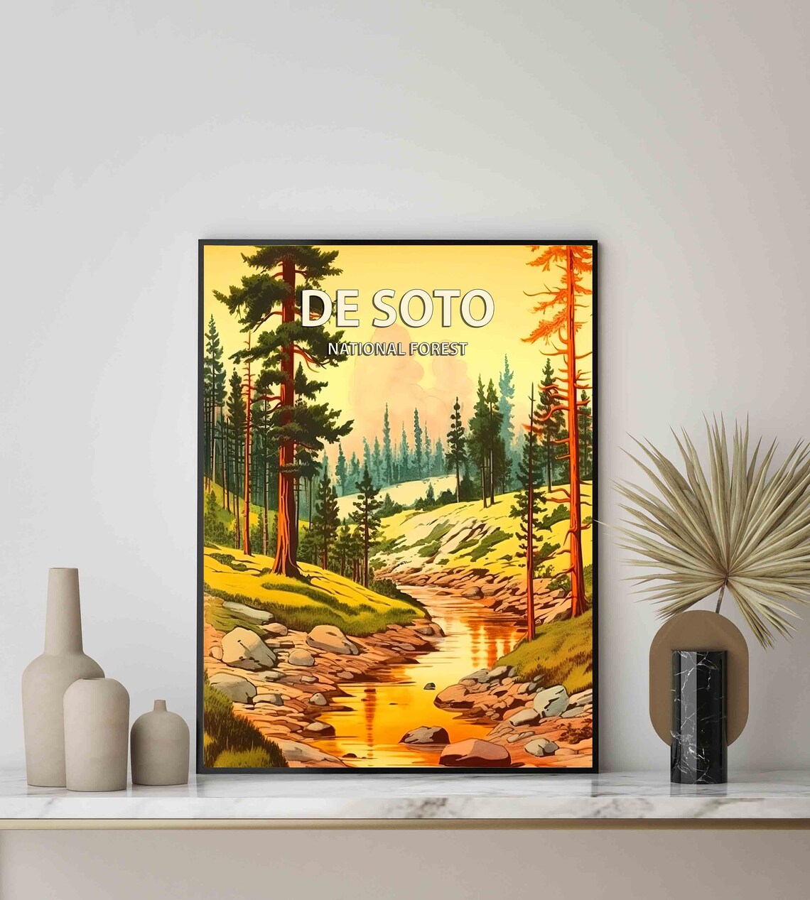 De Soto National Forest Golden Creek Pines Retro Travel Poster - Image 3