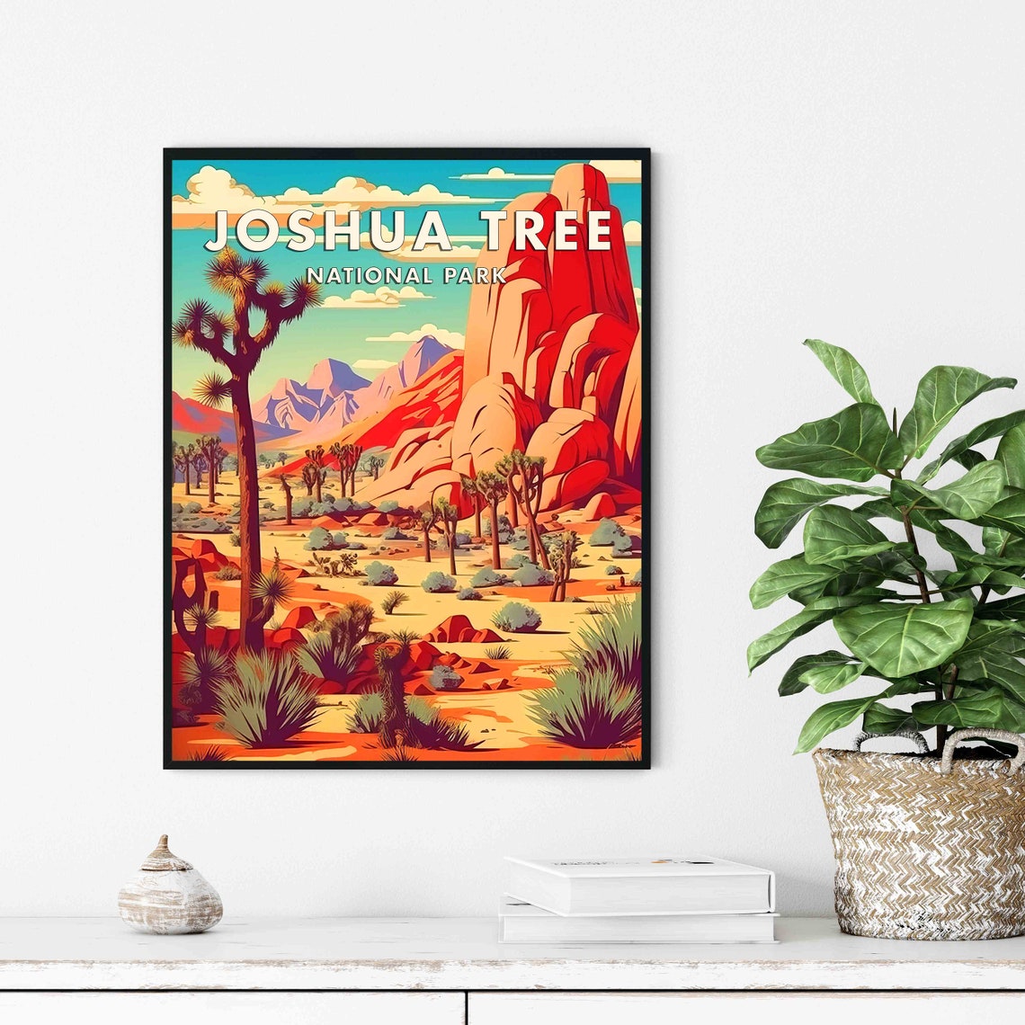 Joshua Tree National Park Desert Rocks and Cacti Sunset Poster - Image 2