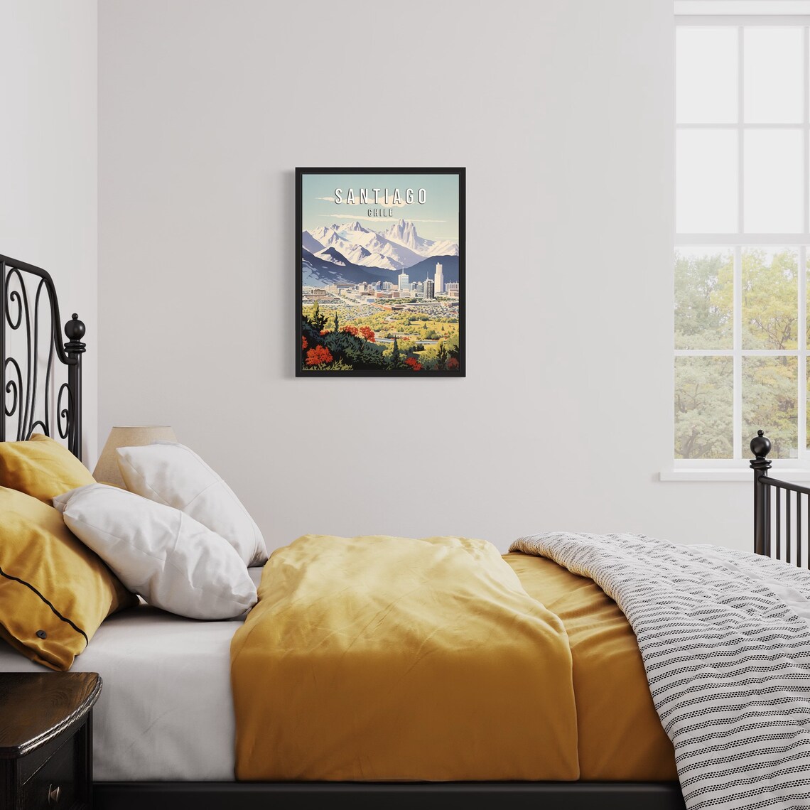 Santiago Chile Andes Mountains Skyline Poster South America Travel Art - Image 2
