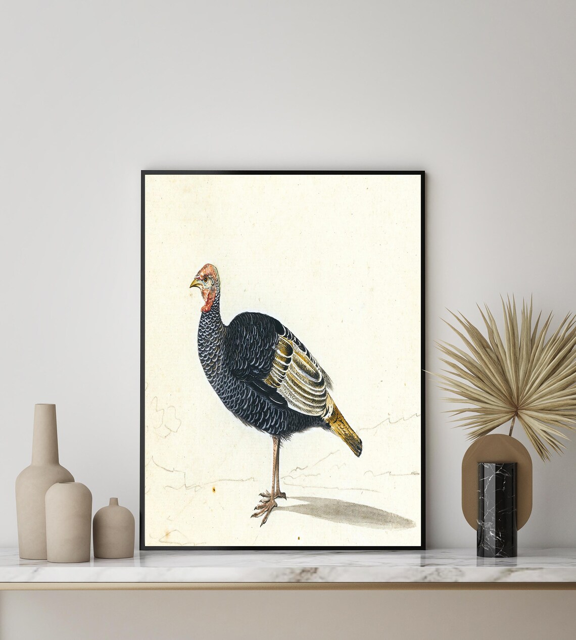 Wild Turkey Hen Antique Style Vintage Naturalist Bird Wall Art - Image 3
