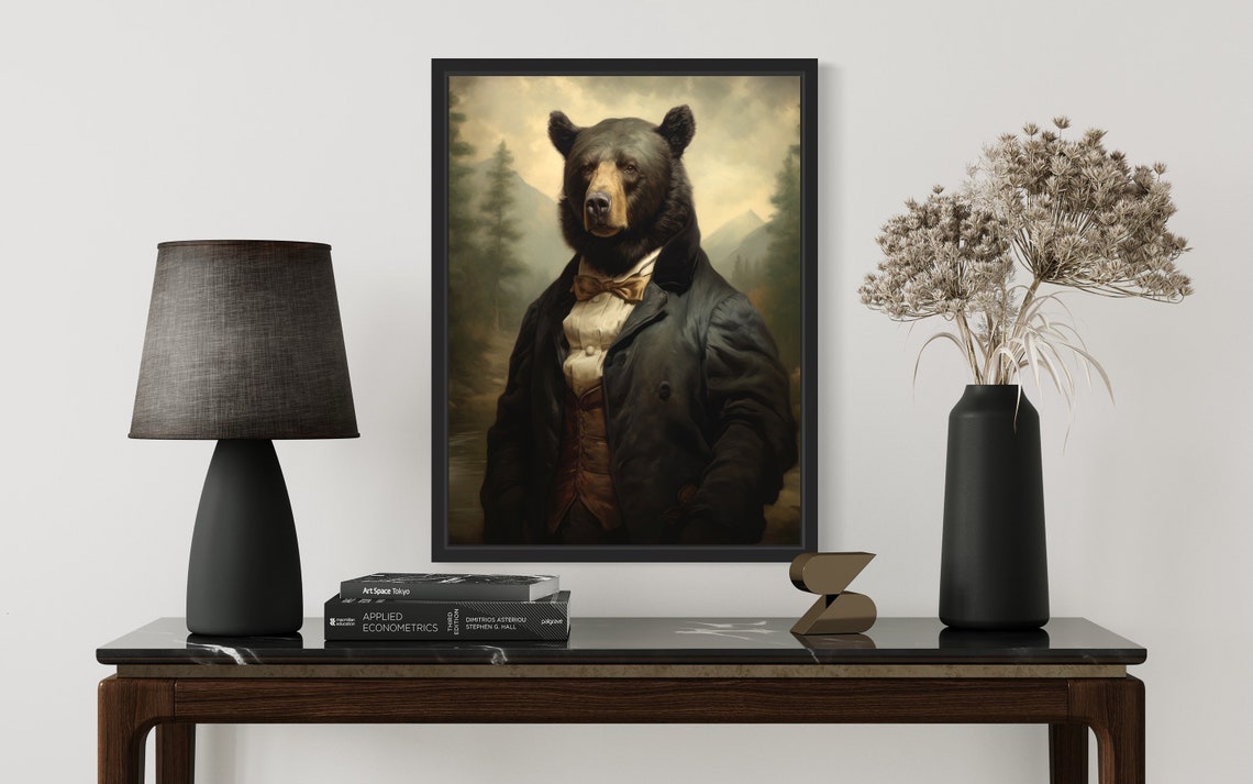 Gentleman Black Bear Vintage Portrait In Elegant Suit Poster - Image 2