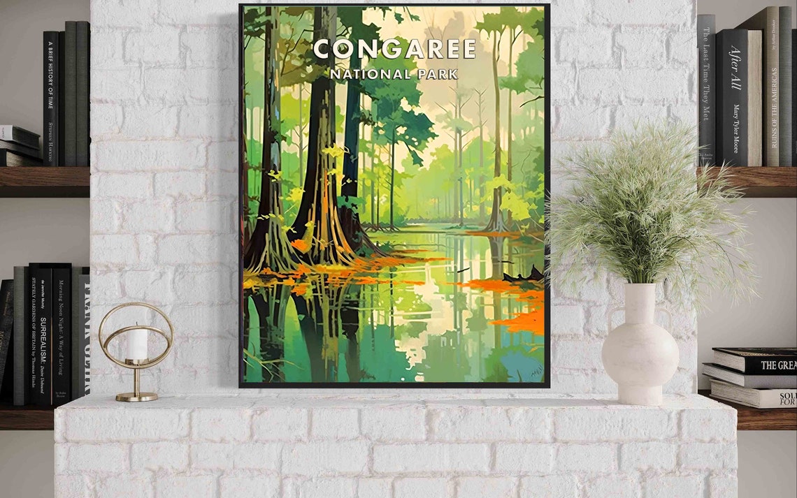Congaree National Park Cypress Swamp Reflection Vintage Travel Poster - Image 2