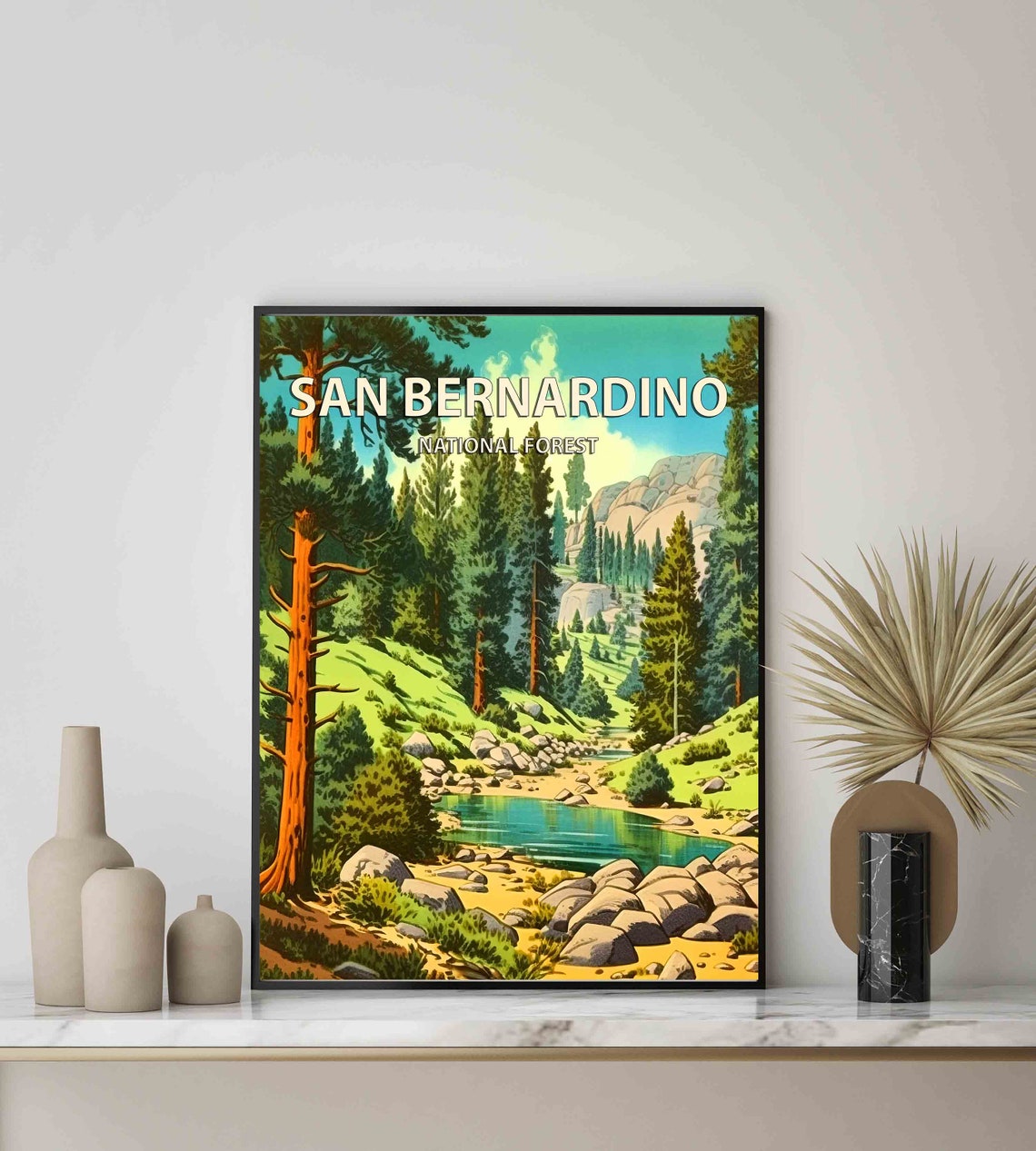 San Bernardino National Forest Pine Creek Retro Travel Poster - Image 2