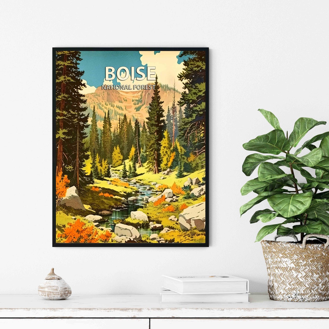 Boise National Forest Pine Creek Mountain Vintage Travel Poster - Image 2