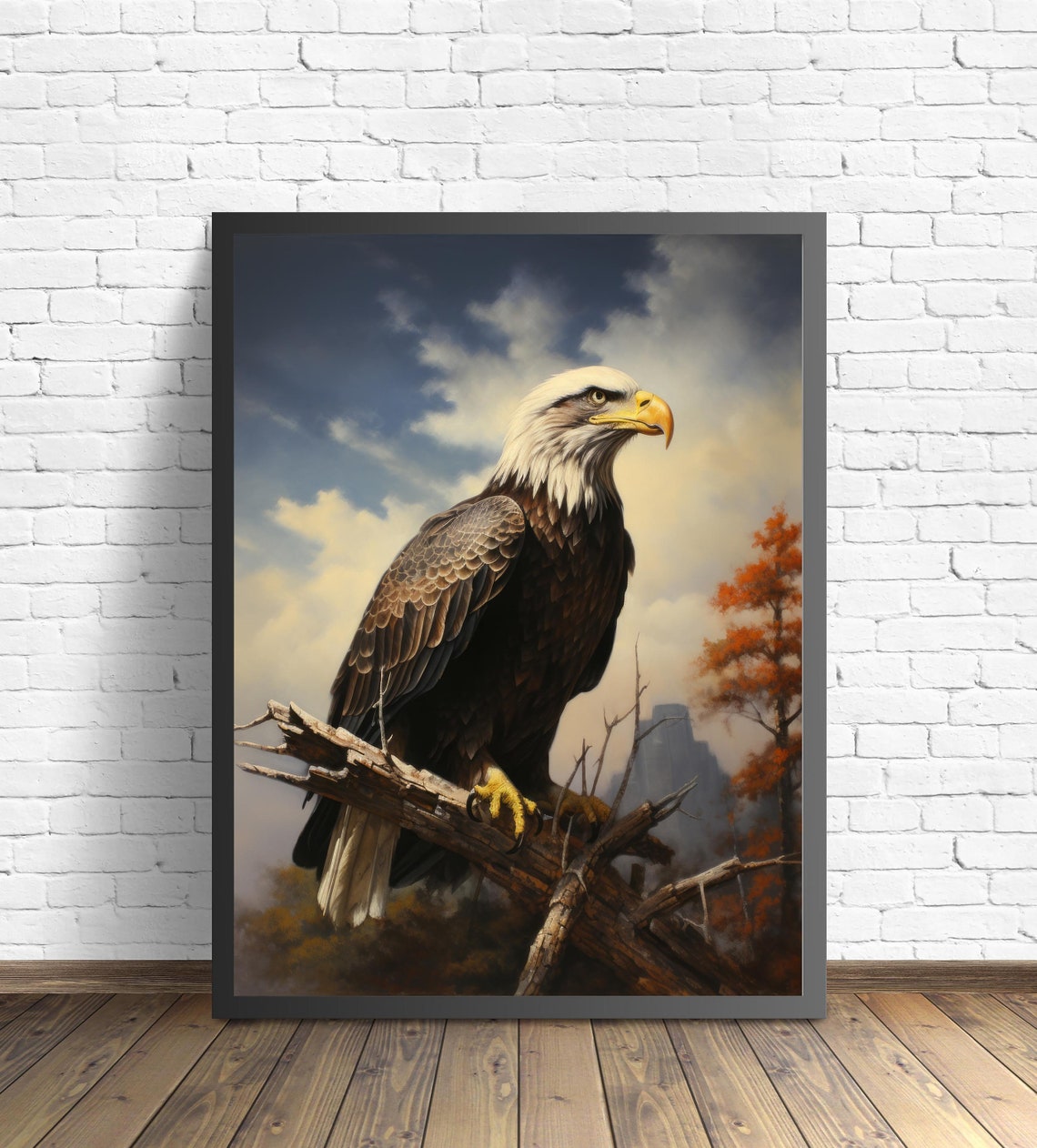 Majestic Bald Eagle on a Branch Against a Dramatic Sky Bird Poster - Image 2