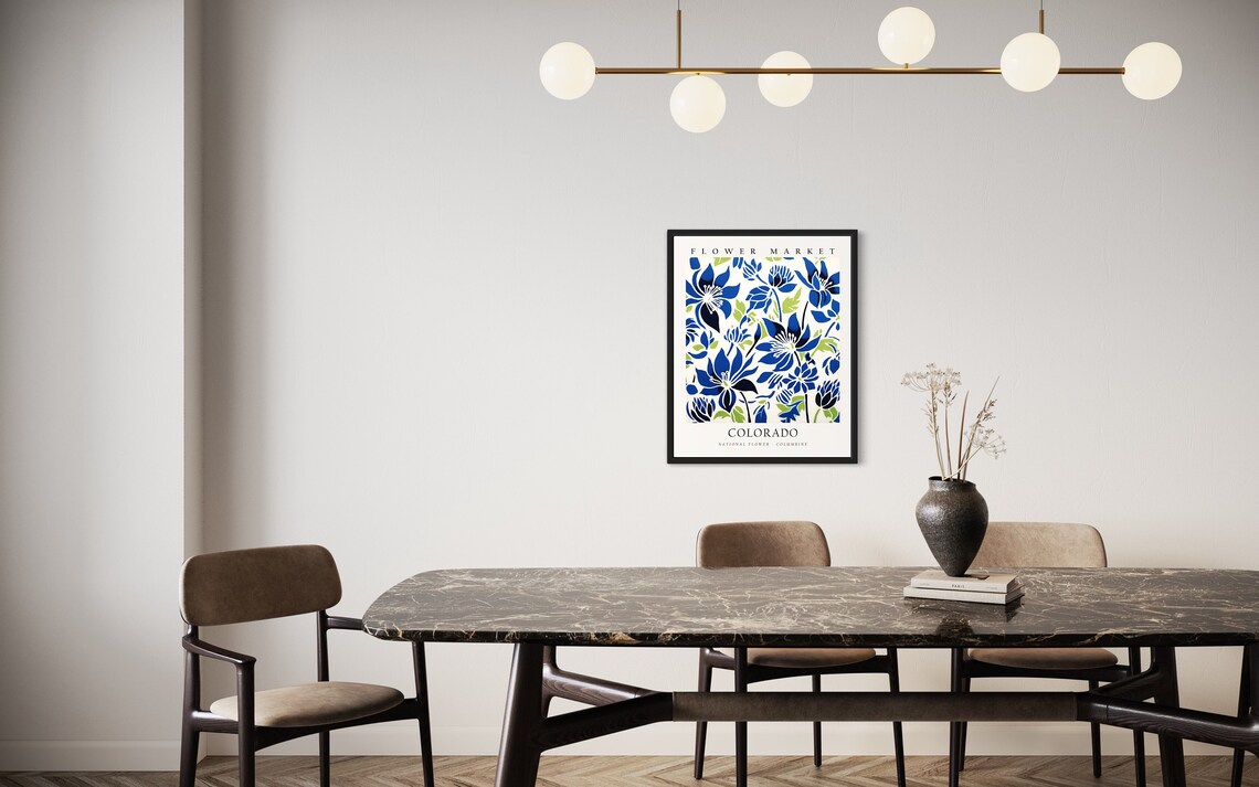 Colorado Flower Market Blue Columbine Bloom Botanical Art Poster - Image 2