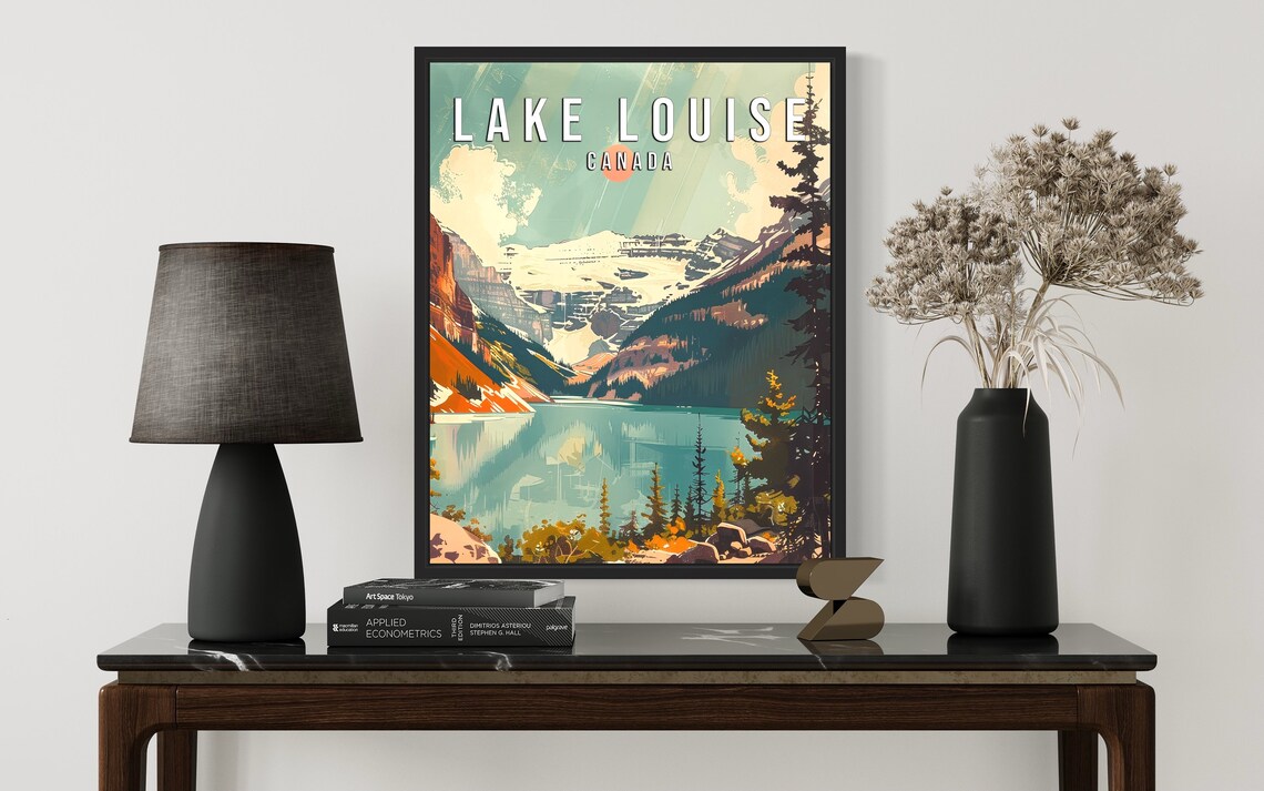 Lake Louise Canada Turquoise Lake Glacier Retro Travel Poster - Image 2