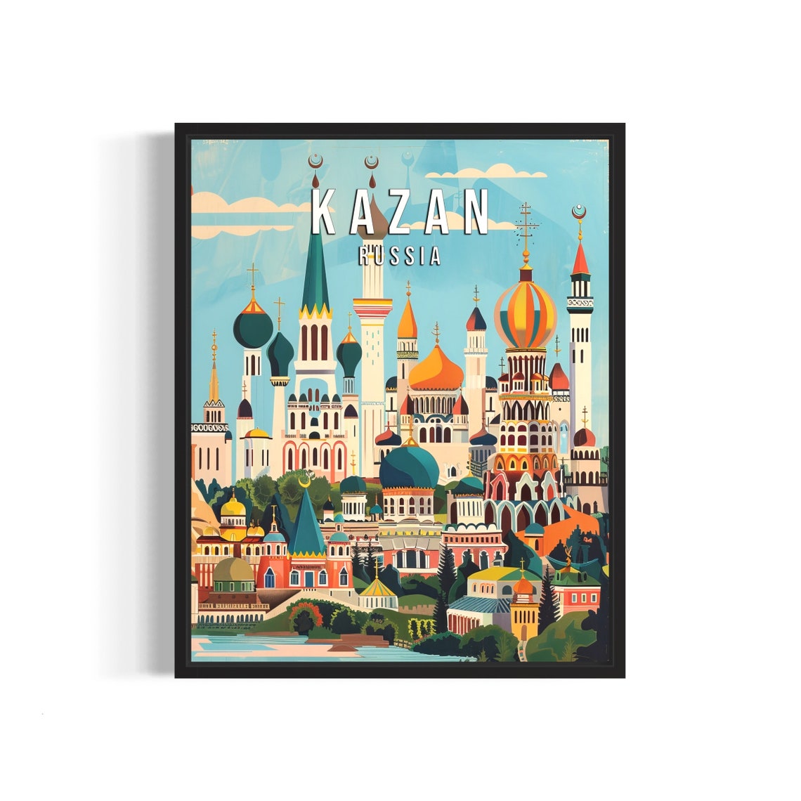 Kazan Russia Colourful Onion Domes and Minarets Skyline Poster