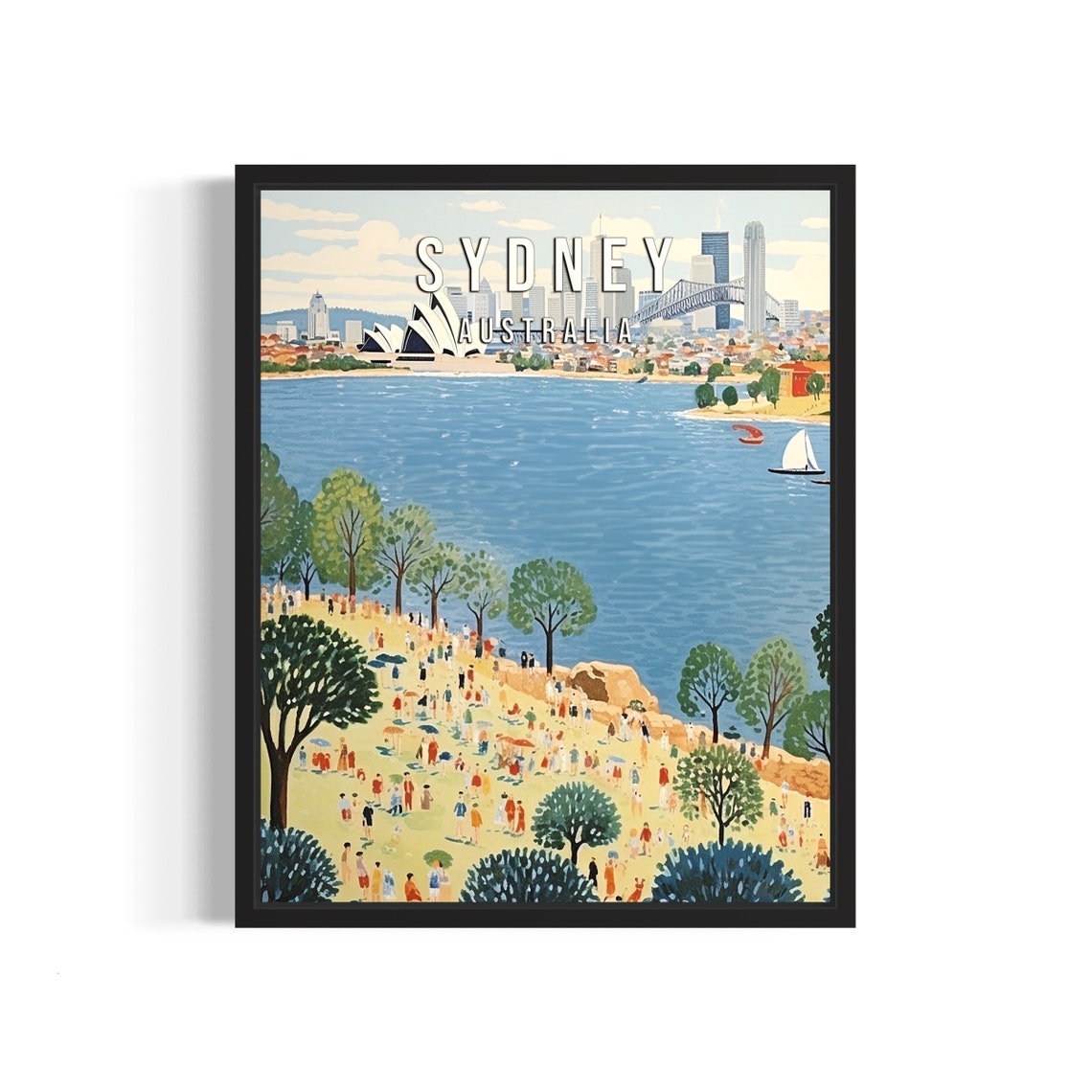 Sydney Australia Harbour Beach Poster Opera House Bridge Travel Decor