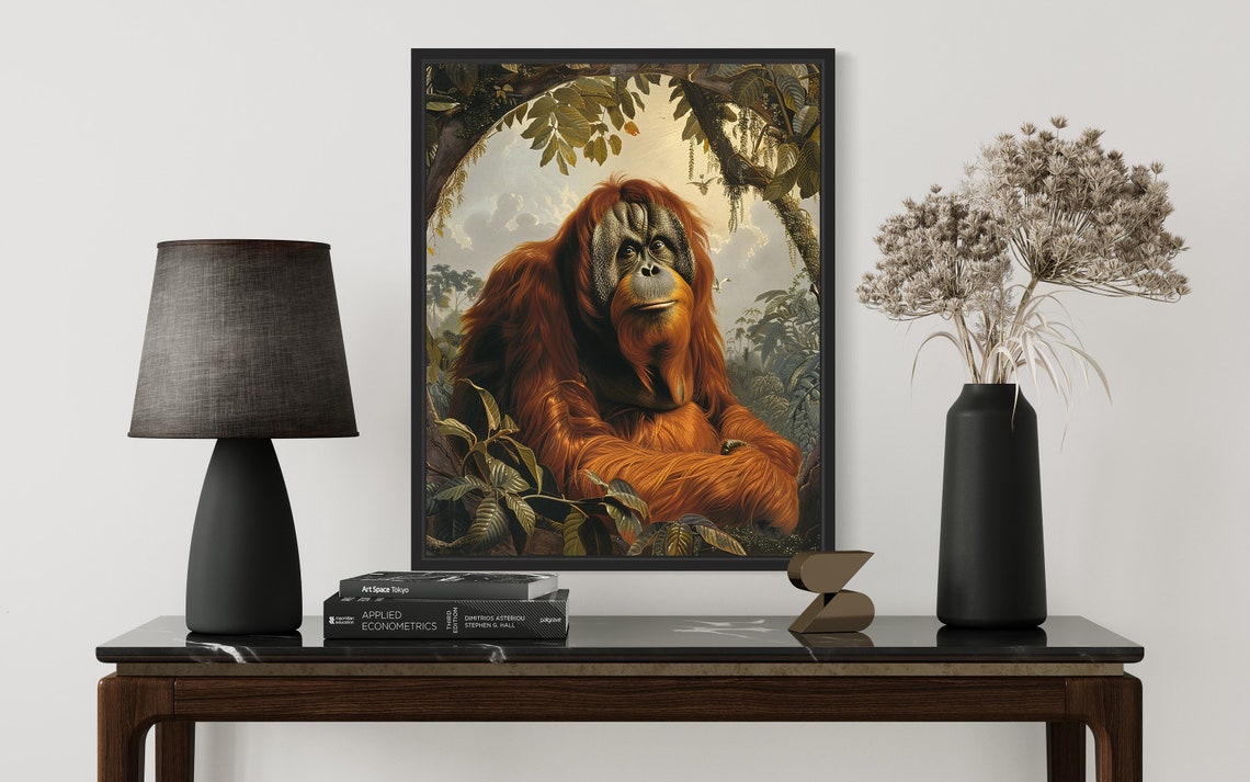 Vintage Orangutan In Rainforest Canopy Majestic Ape Art Poster - Image 3