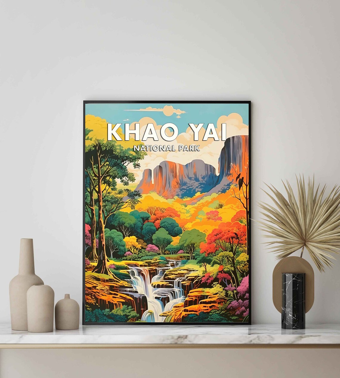 Khao Yai National Park Waterfall Retro Thailand Travel Poster - Image 2