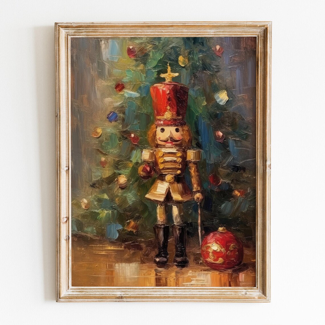 Nutcracker and Christmas Tree Vintage Christmas Art Print