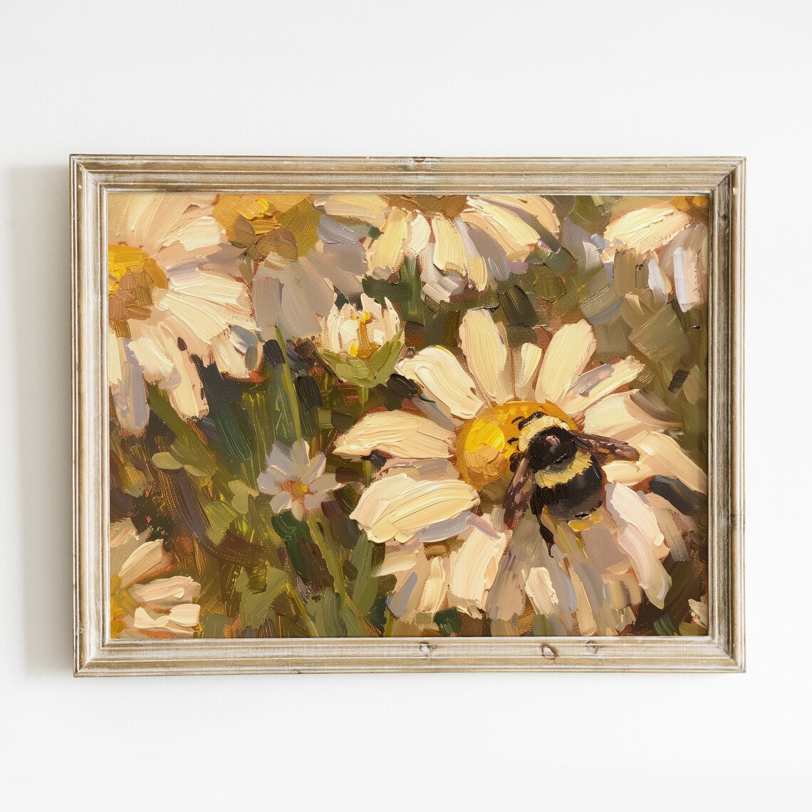 Cute Bee And Daisies Vintage Spring Art Print