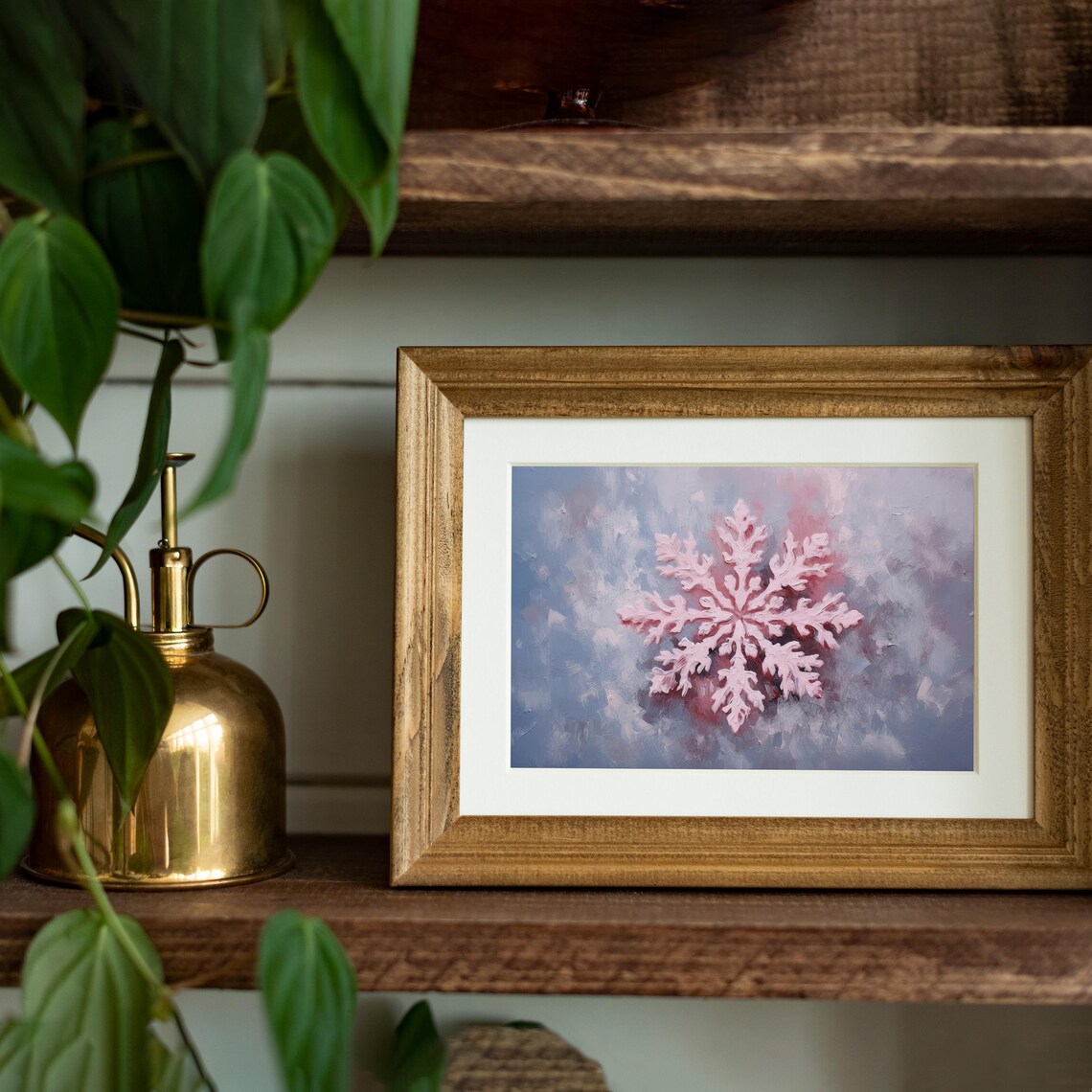 Pink Snowflake Preppy Winter Christmas Art Print - Image 3