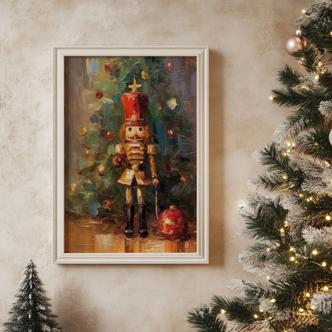 Nutcracker and Christmas Tree Vintage Christmas Art Print - Image 6