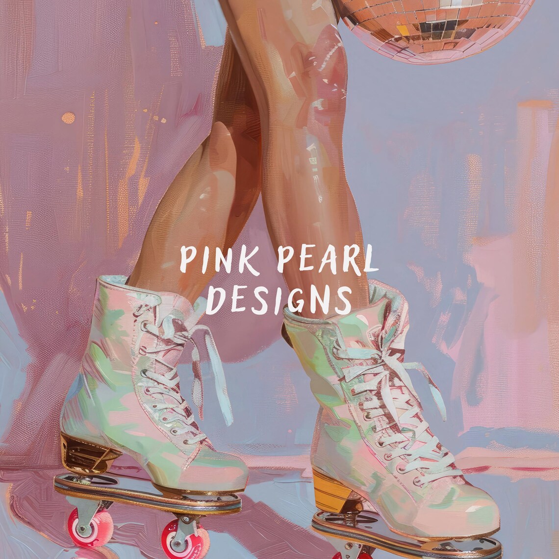 Retro Roller Skater Girl With Mirrorball Art Print - Image 6