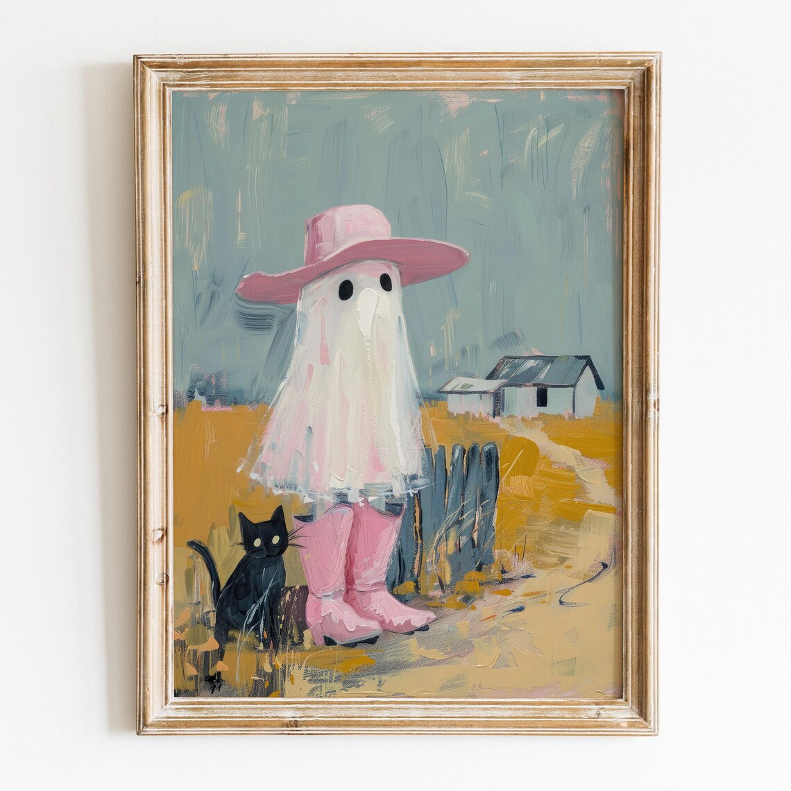 Cowgirl Ghost With Black Cat Farmhouse Halloween Wall Art Poster - Image 5