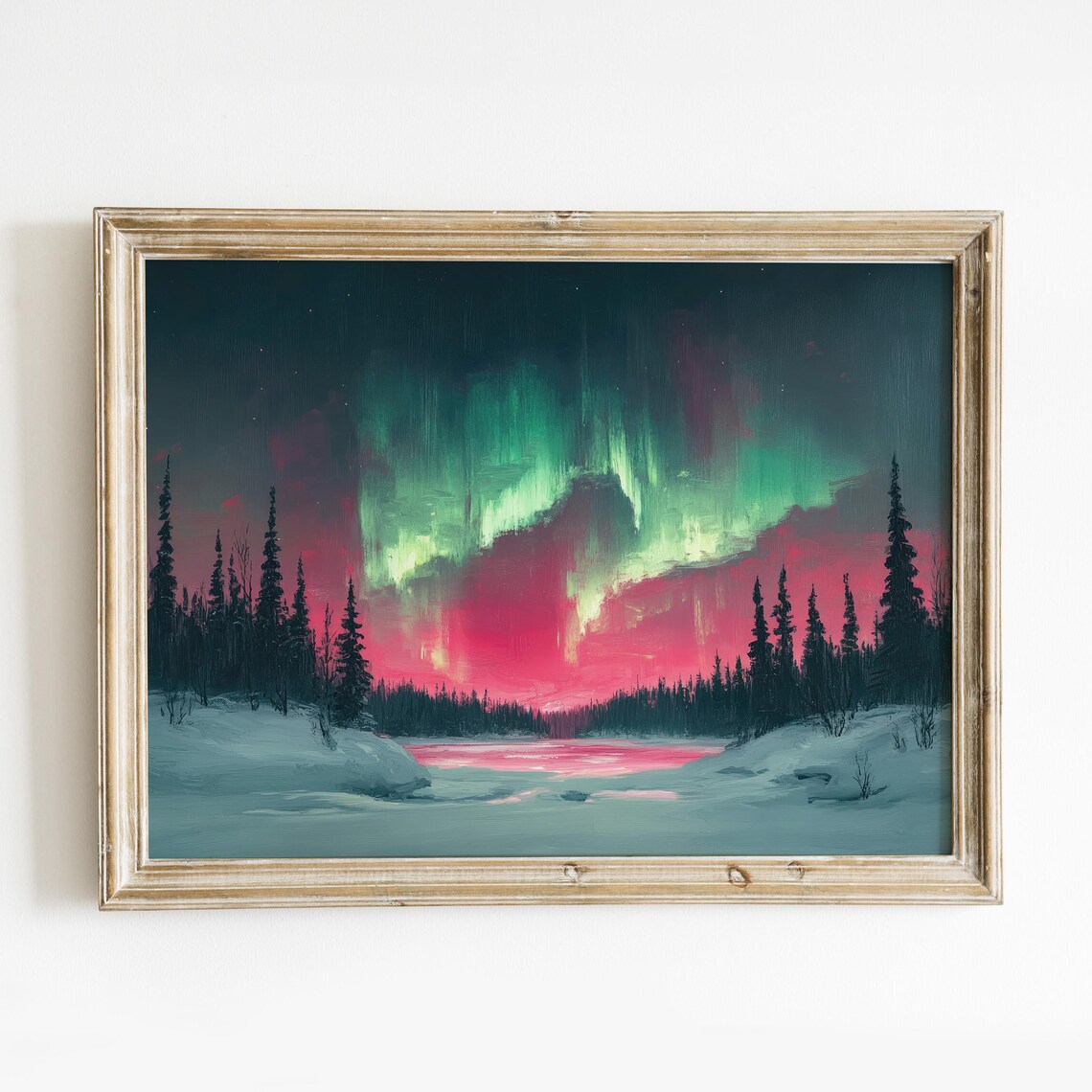 Aurora Borealis Winter Landscape Art Print - Image 6