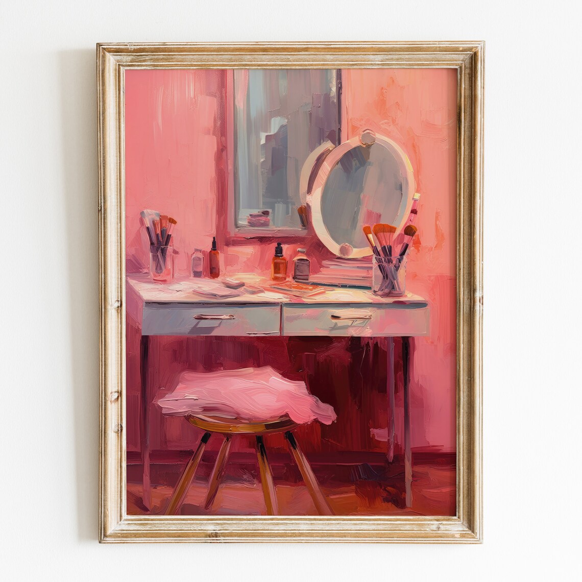 Pink Dressing Room Trendy Vanity Poster, Coquette Aesthetic