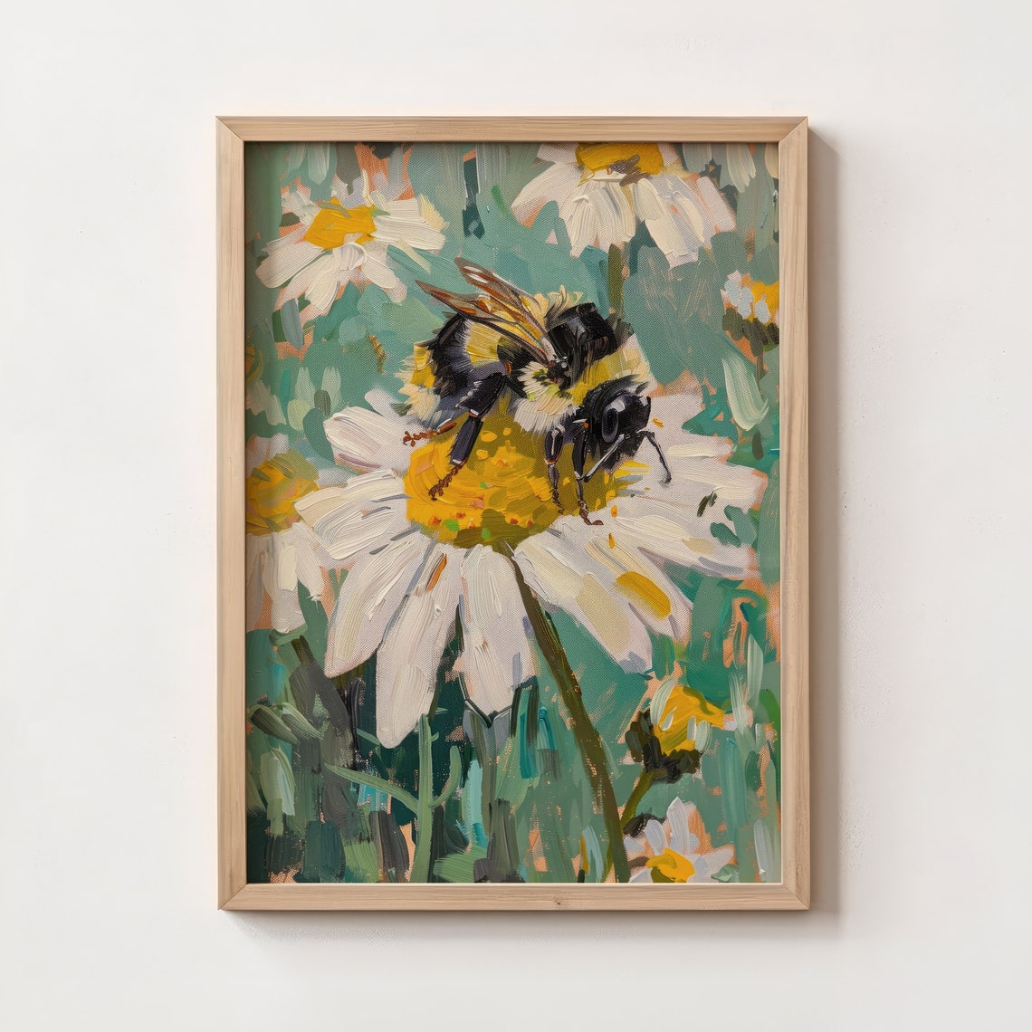 Cute Bee And Daisy Wall Art Trendy Spring Prints Preppy Room Decor Girly Vintage Spring Wall Art Honey Bee - Image 4