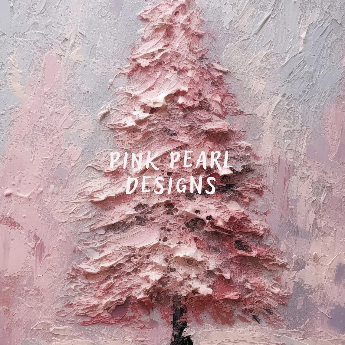 Pink Textured Christmas Tree Minimalist Holiday Wall Art Poster - Image 2