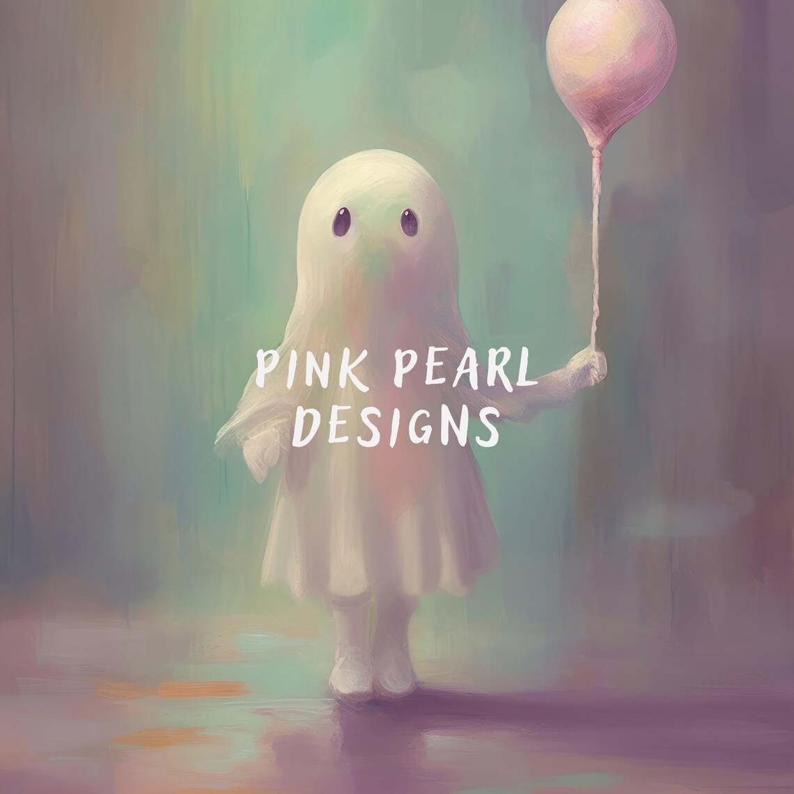 Cute Ghost With Balloon, Pastel Halloween Art Print - Image 7