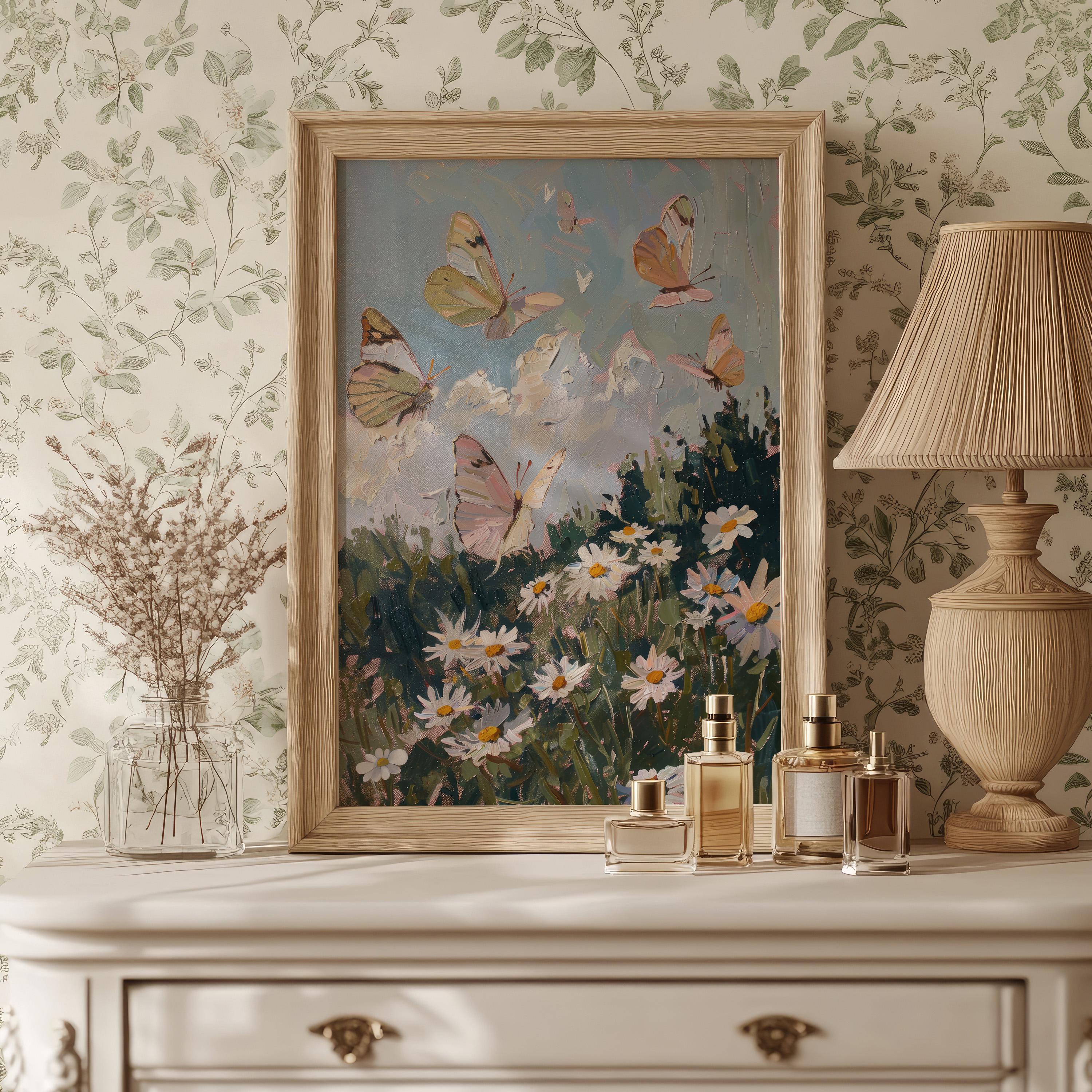 Butterfly and Daisy Spring Flower Poster, Farmhouse - Image 4