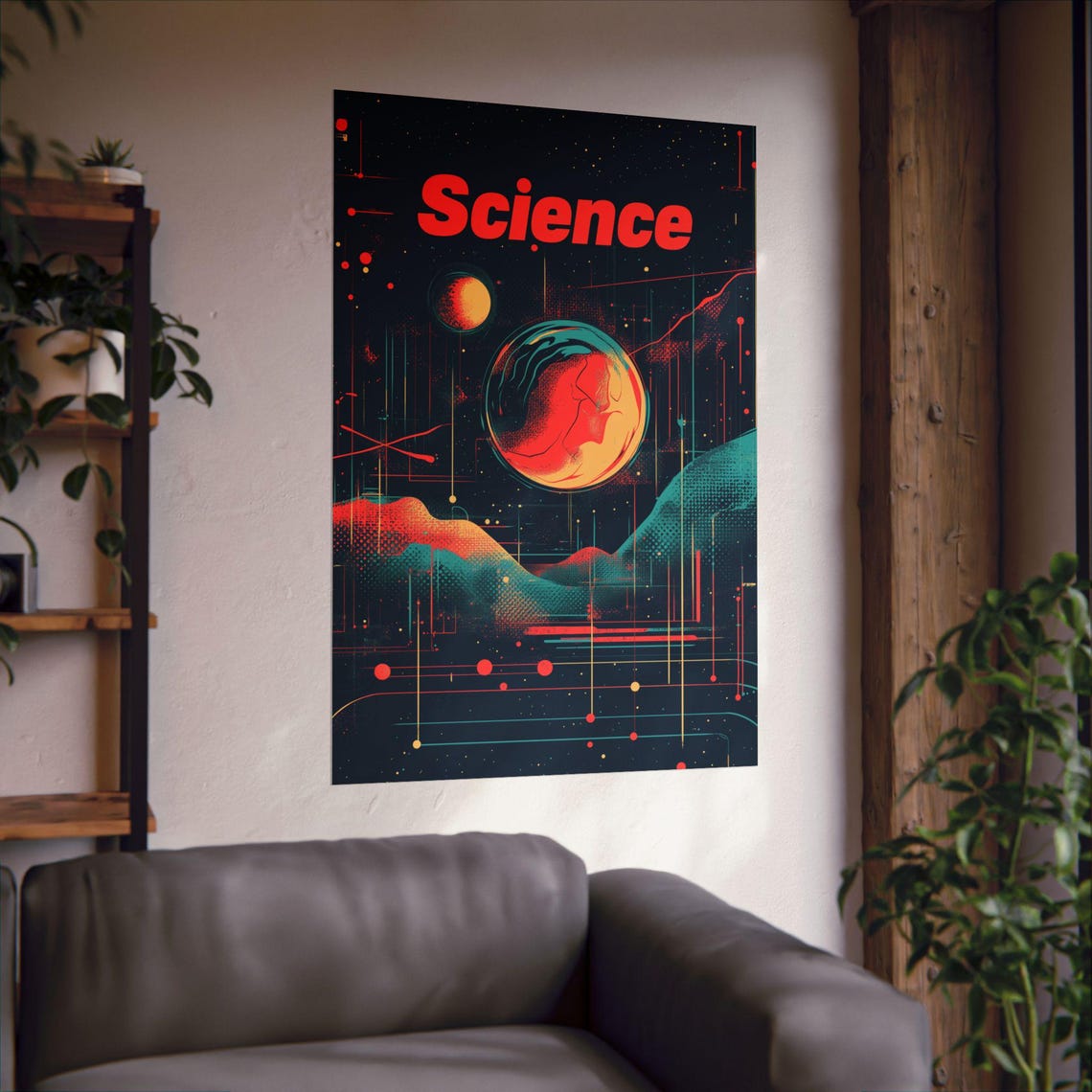 Science Retro Space Planets Mid Century Starry Cosmic Poster - Image 2