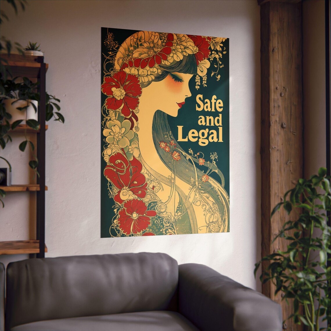 Safe and Legal Flower Woman Vintage Feminist Empowerment Poster - Image 2