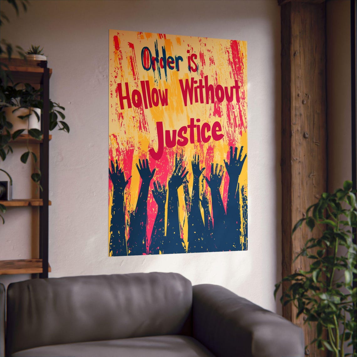 Order Is Hollow Without Justice Raised Hands Protest Quote Art Poster - Image 2