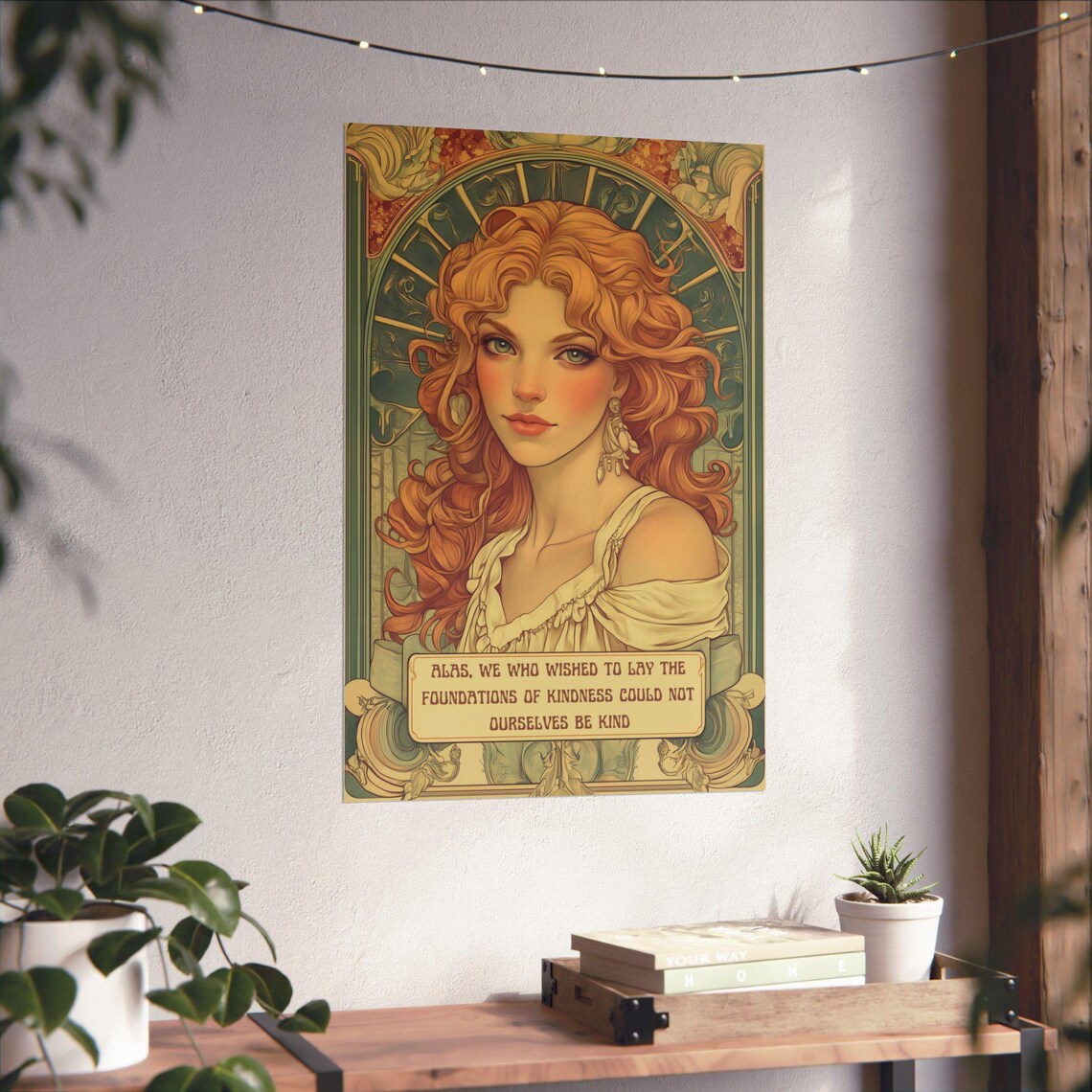 Bertolt Brecht Kindness Quote Art Nouveau Red Hair Woman Poetry Poster - Image 4
