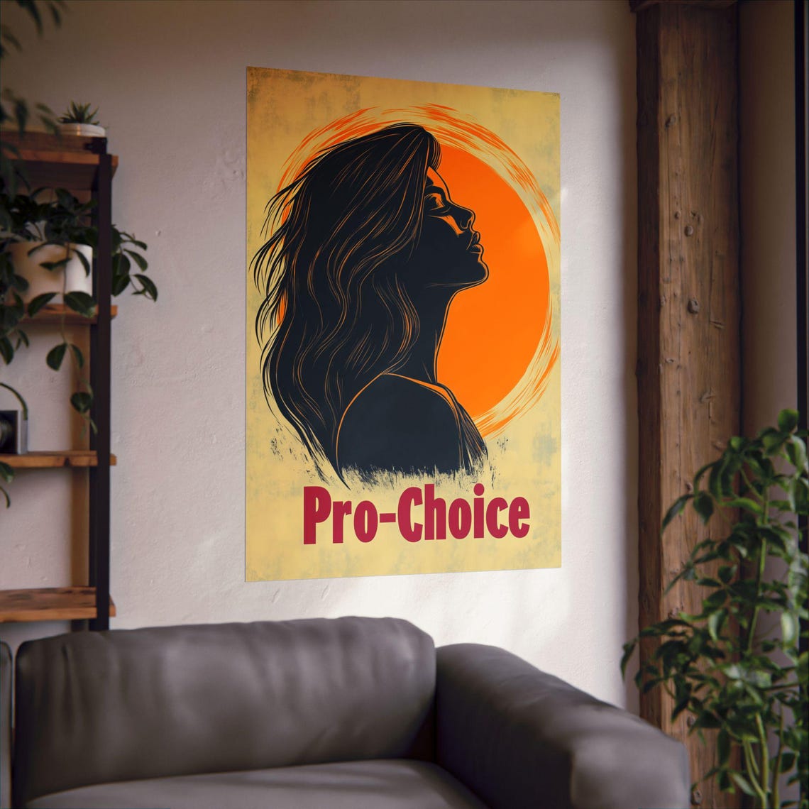 Pro-Choice Woman Silhouette Sunset Activism Statement Art Poster - Image 3