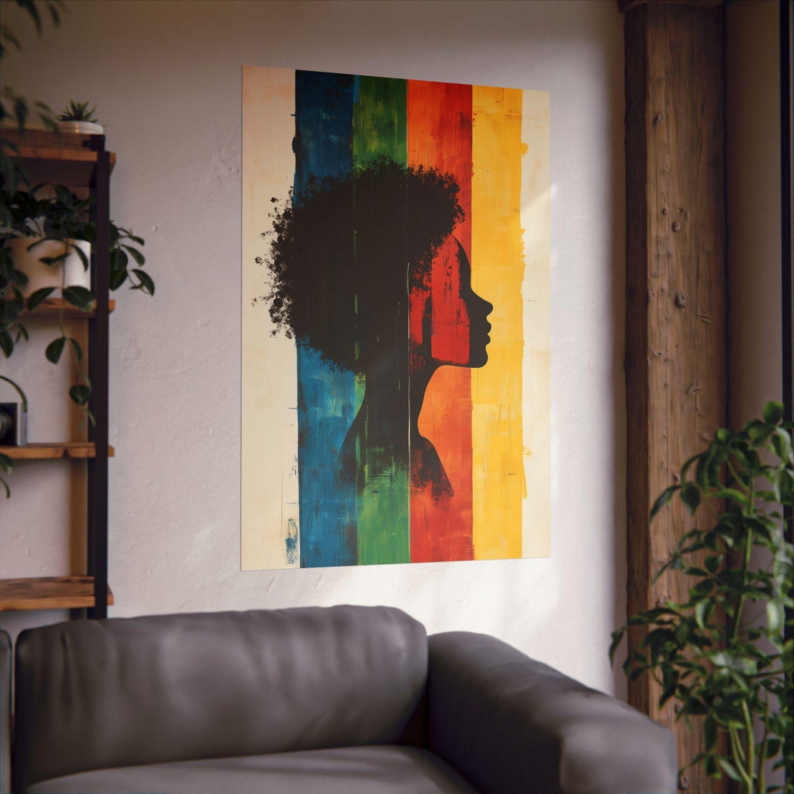 Rainbow Silhouette Afro Woman Colorful Painted Profile Art Poster - Image 2