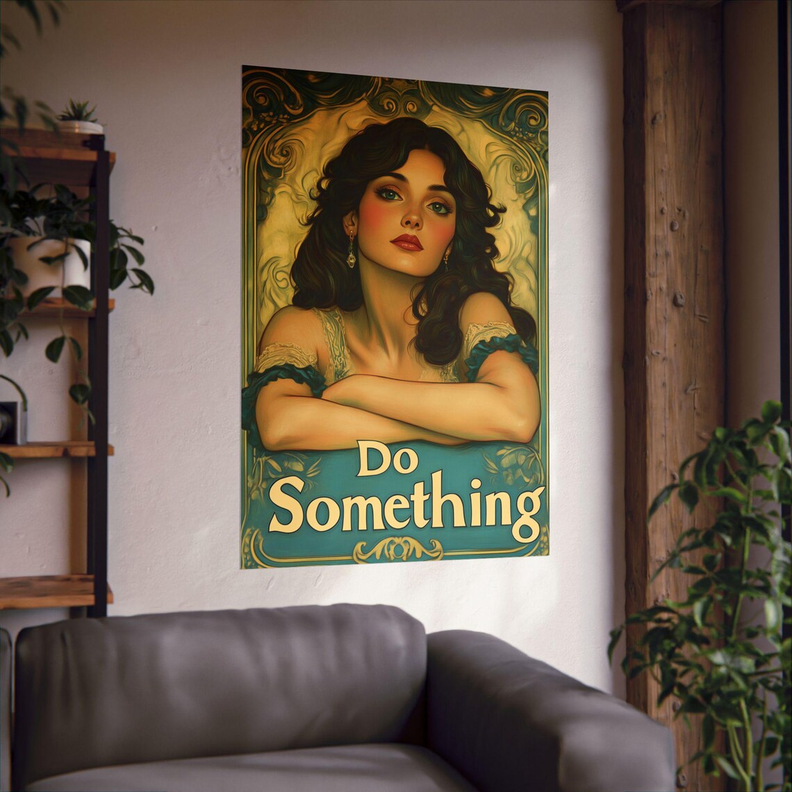 Do Something Vintage Art Nouveau Woman Motivational Quote Poster - Image 2