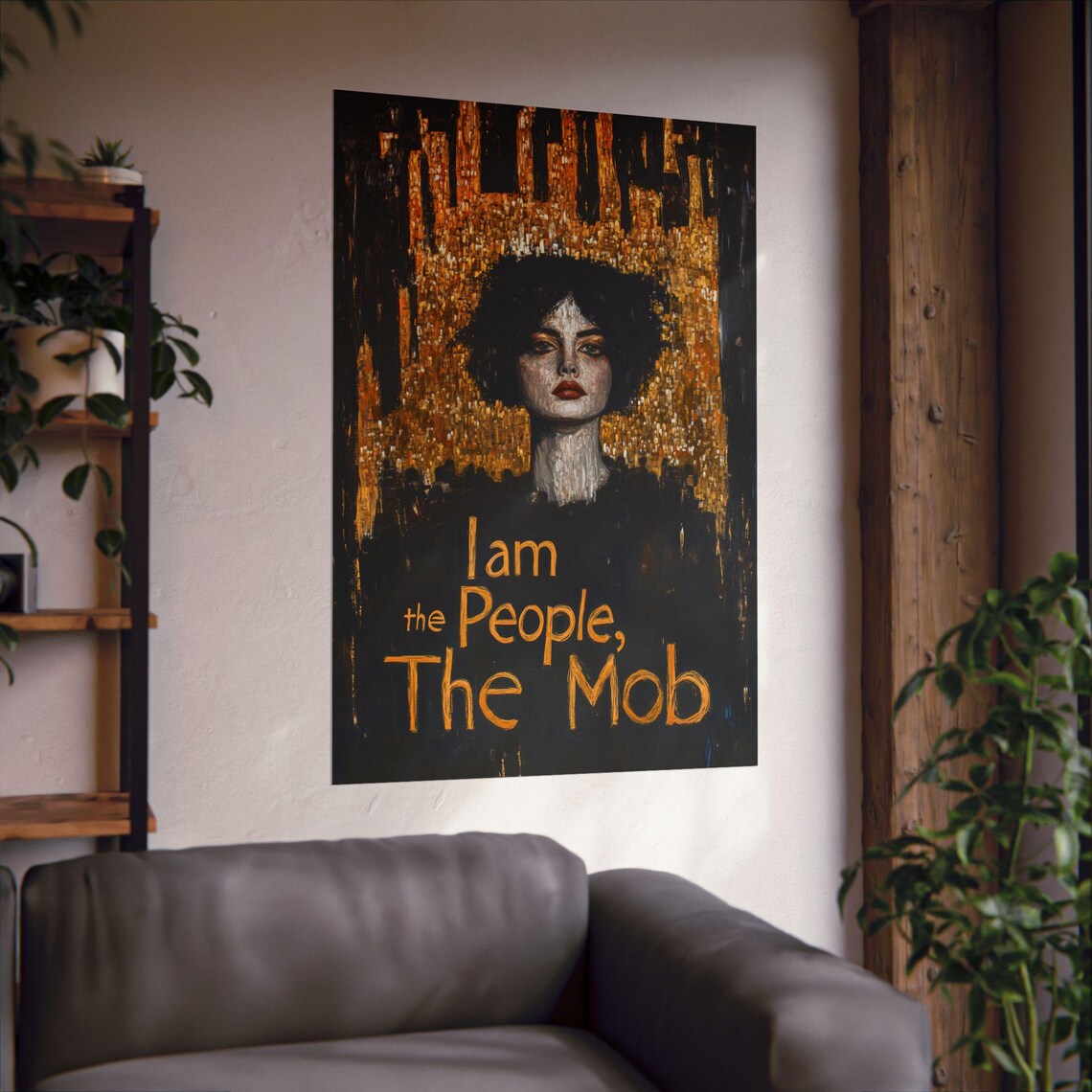 I Am the People the Mob Golden Mosaic Klimt Style Woman Protest Poster - Image 3