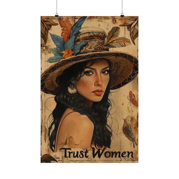 Trust Women Vintage Tropical Portrait Feminist Statement Poster