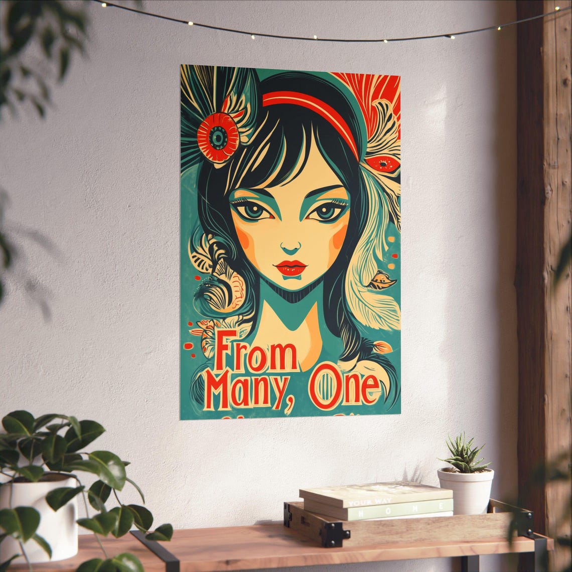From Many One Vintage Woman Portrait Unity Art Statement Poster - Image 4