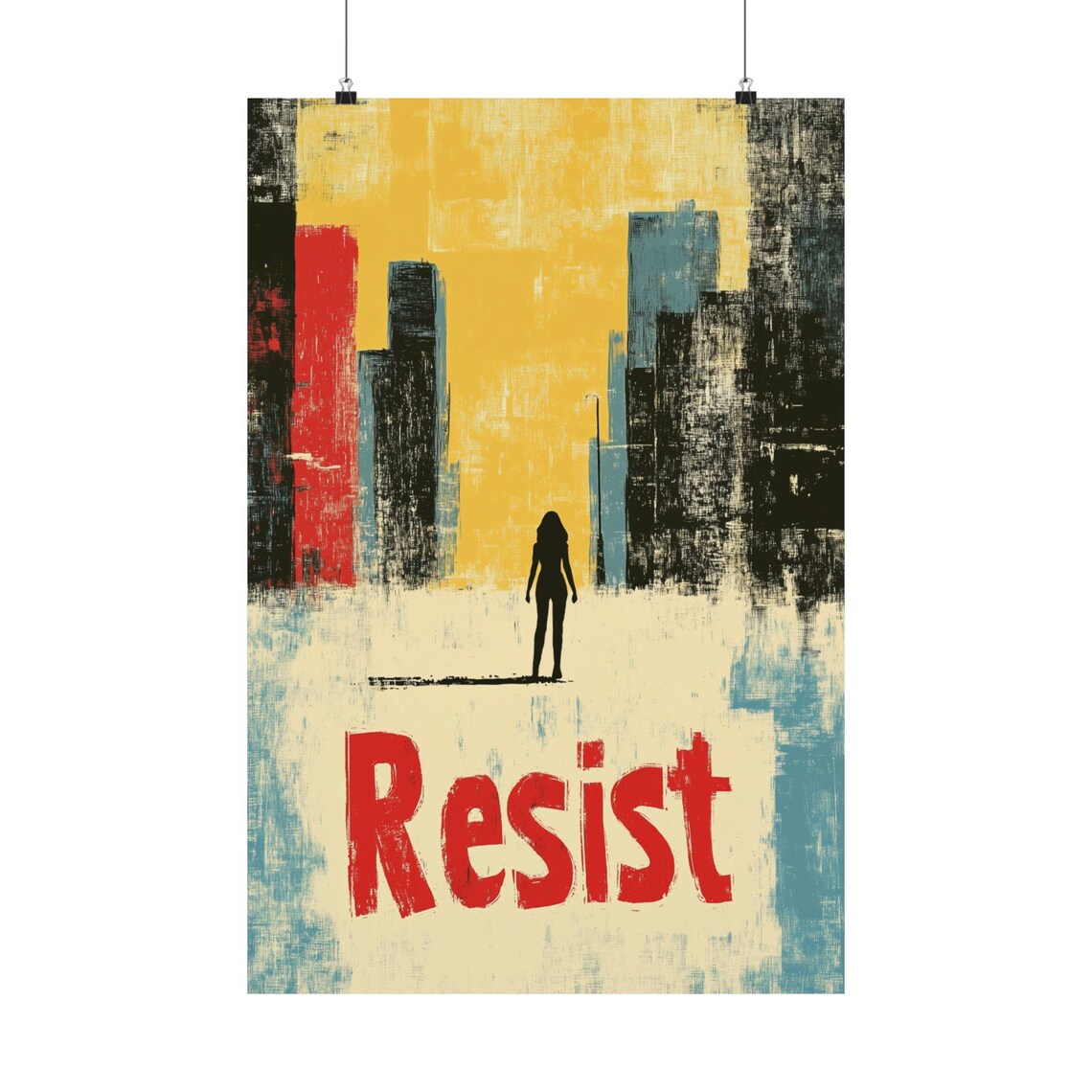Resist Activist Abstract Art Print, Home Office Decor
