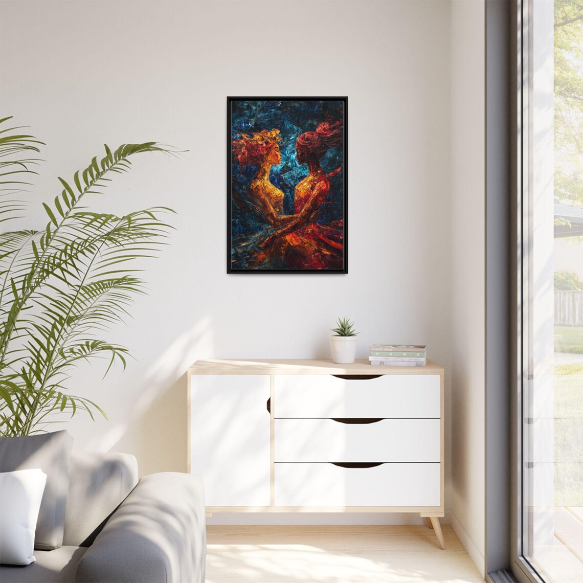 Ladies Dancing Impasto Oil Painting Two Women in Motion Wall Art - Image 2