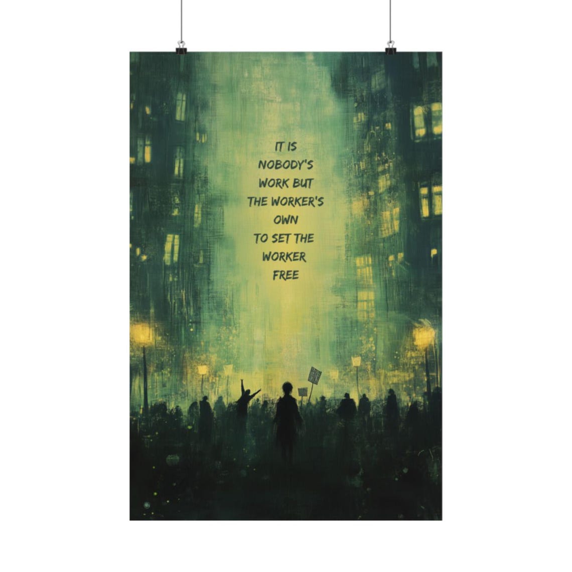 Worker Freedom March Night City Protest Quote Labor Pride Poster