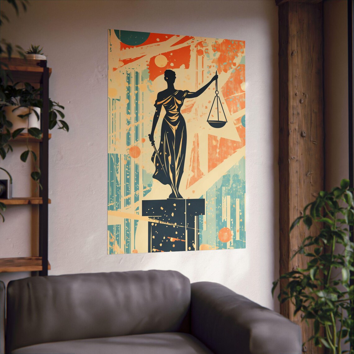 Bold Lady Justice Silhouette With Sword And Scales Political Poster - Image 2