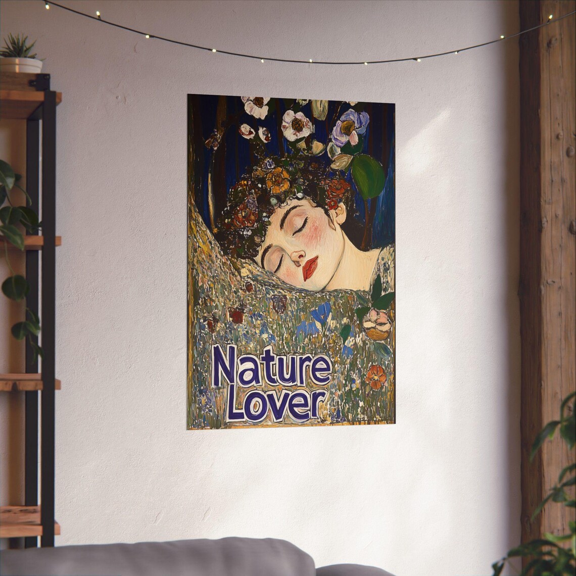 Nature Lover Sleeping Flower Woman Klimt Style Golden Dream Poster - Image 4