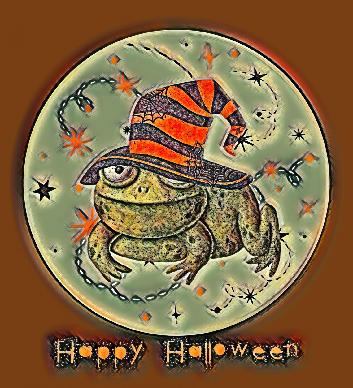 Funny Frog Halloween, Art Deco Vintage Poster - Image 4