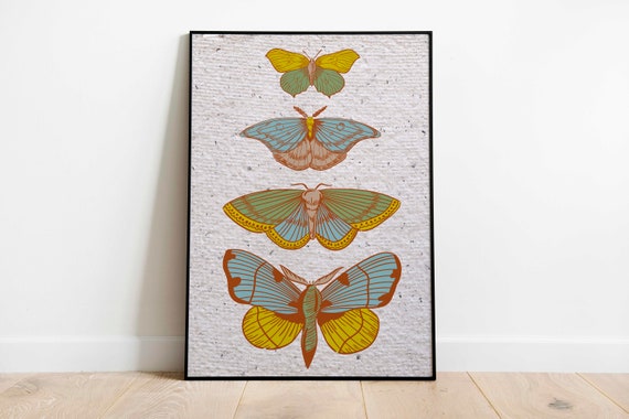 Butterflies Collection Vintage Poster Art Deco Vintage Print Colorful Wall Art Large Wall Art Print Decor Retro Butterfly Poster